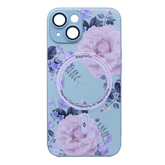 Capa Magnética com Desenho de Flores para Apple iPhone 13 Verde